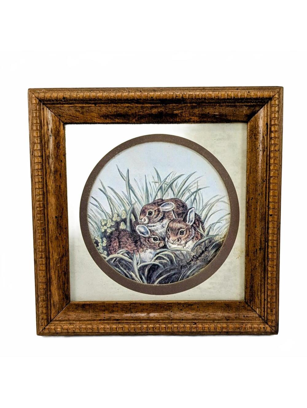 Vtg Kay Lamb Shannon Woodland Bunnies Print